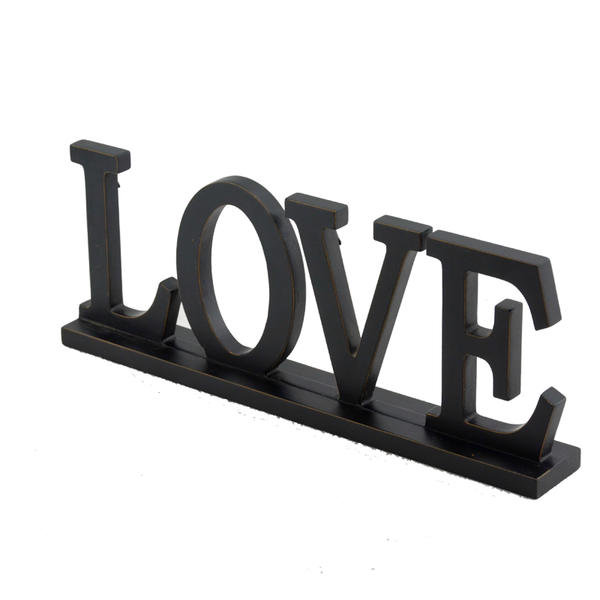 MDF wording decoration,  desk top style, Black color,  ' LOVE ' AL160