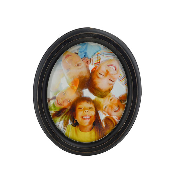 MDF oval photo frame, black with surface angle distressed AL184