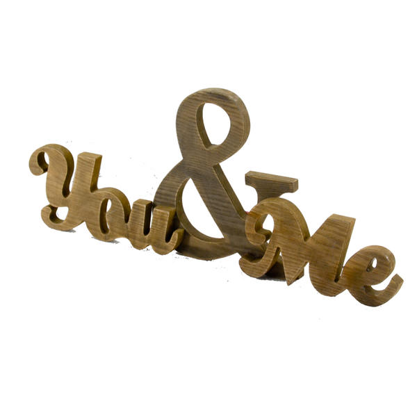 MDF wording decoration, Double overlapped, Distressed shabby chic design, Wall mounted style. ' You & Me ' AL185