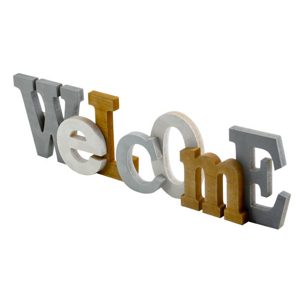 MDF wording decoration, Double overlapped, Wall mounted style. ' Welcome ' AL206