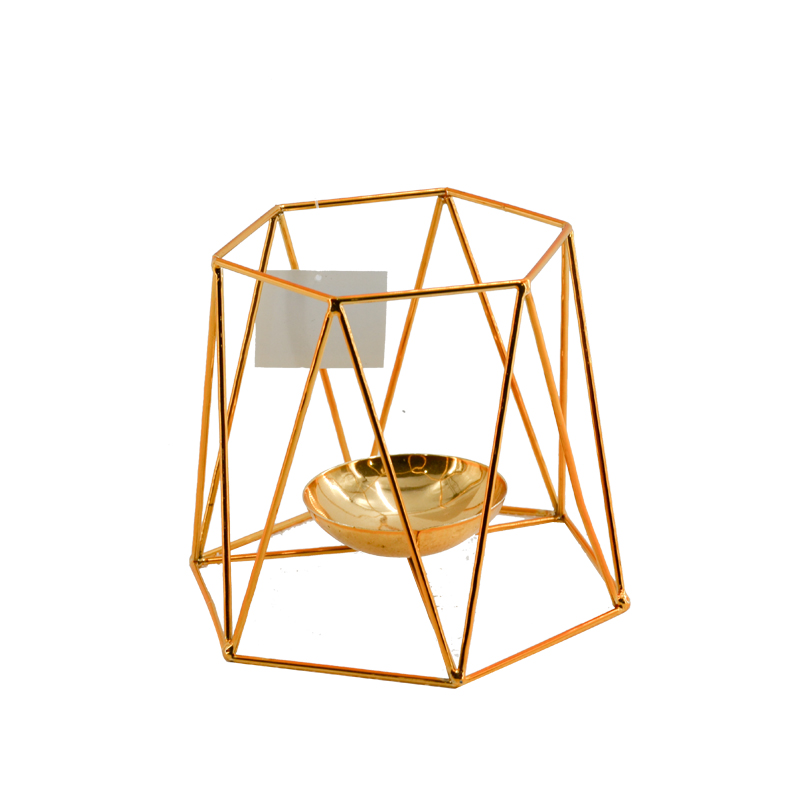 Metal tealight holder,  Golden finish.  Modern concise design AL263