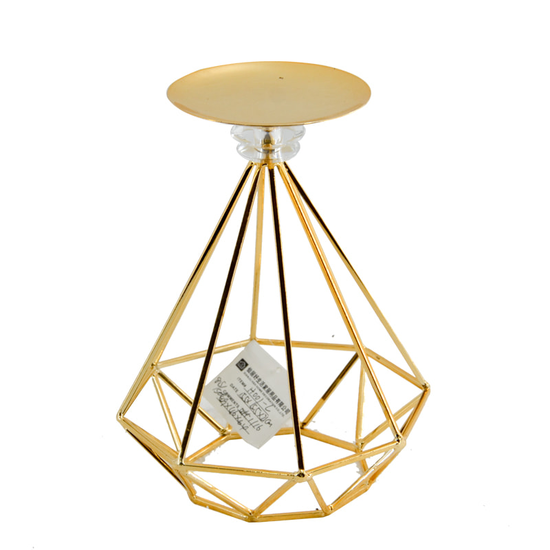 Metal candle holder.  Golden finish.  Modern concise design AL265