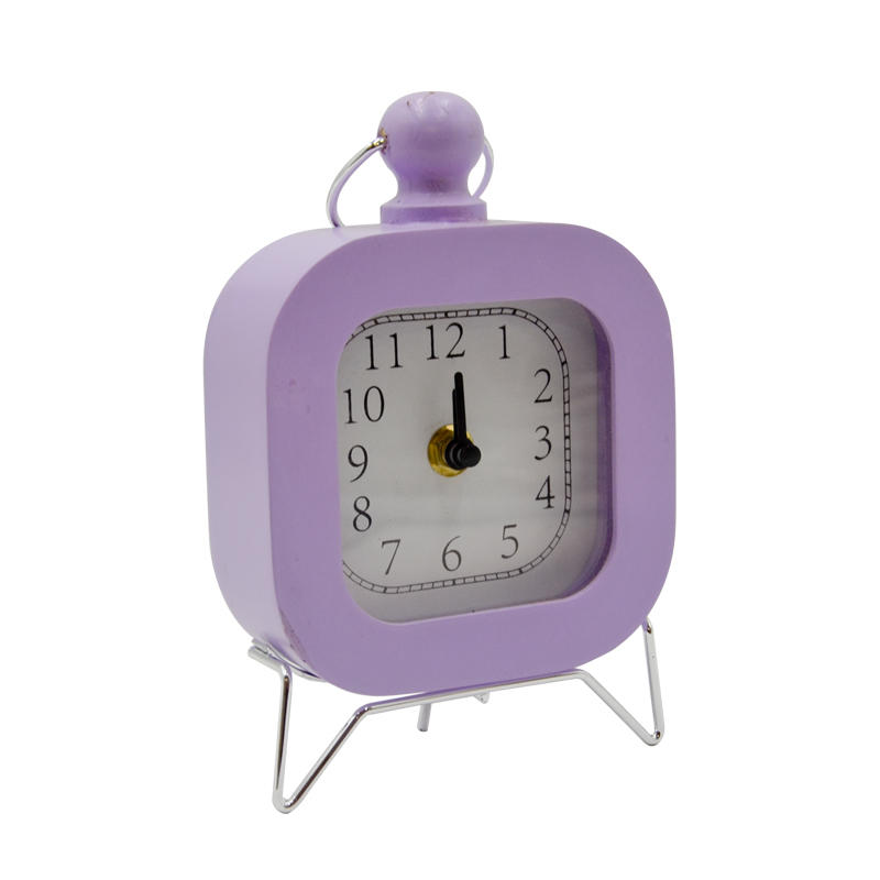 Girlish purple desk top clock with metal base ALX0002
