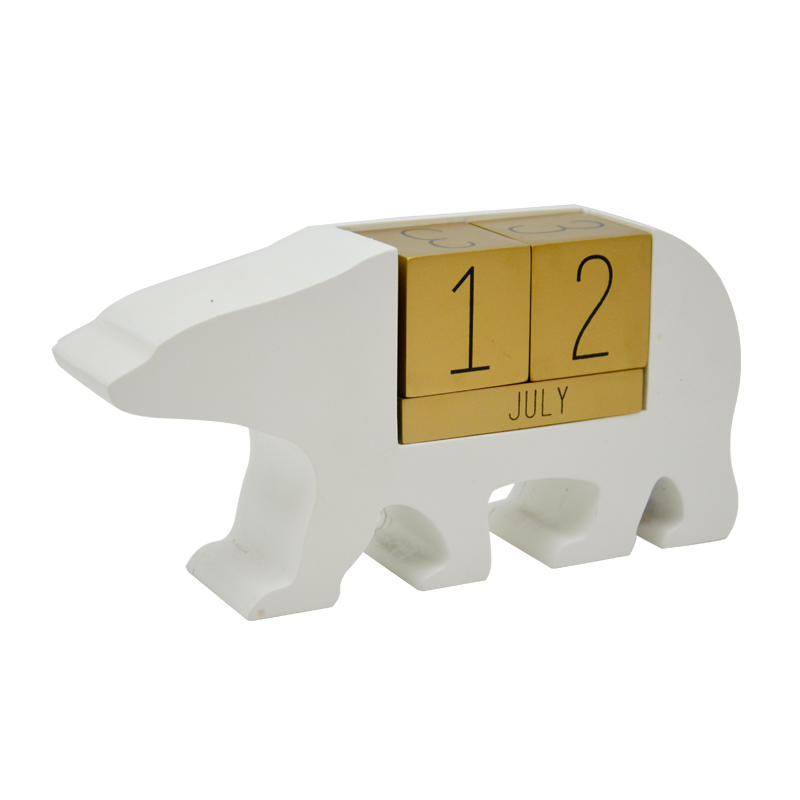 MDF and wood kids toy desk top calendar, Perpetual calendar,  Polar bear design ALX0014