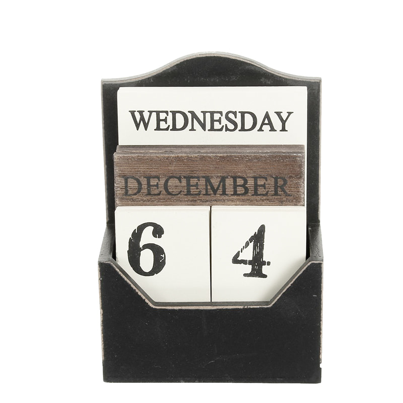 MDF and wood desk top calendar, Perpetual calendar ALY0102