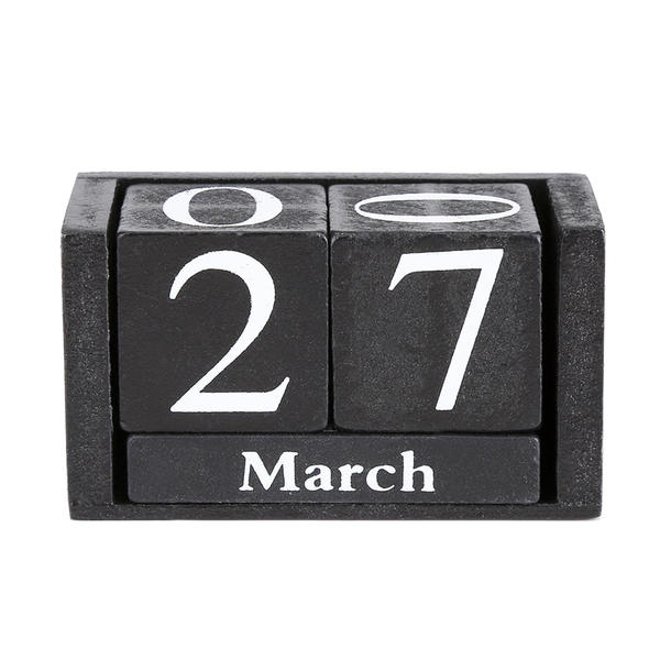 Wooden blocks calendar, desk top calendar, Perpetual calendar, Black ALY0104