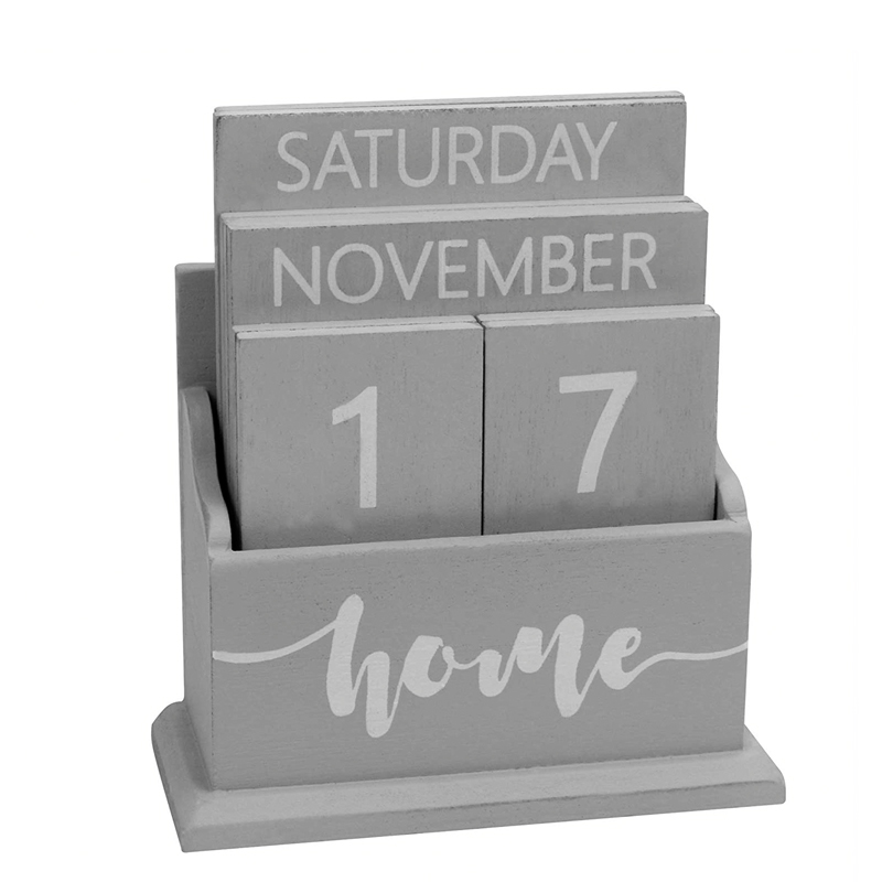 MDF desk top calendar, Perpetual calendar, all gray ALY0105