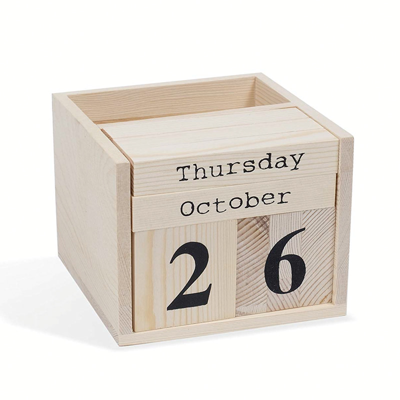 Wooden blocks calendar, desk top calendar, Perpetual calendar, Transparent painted ALY0111