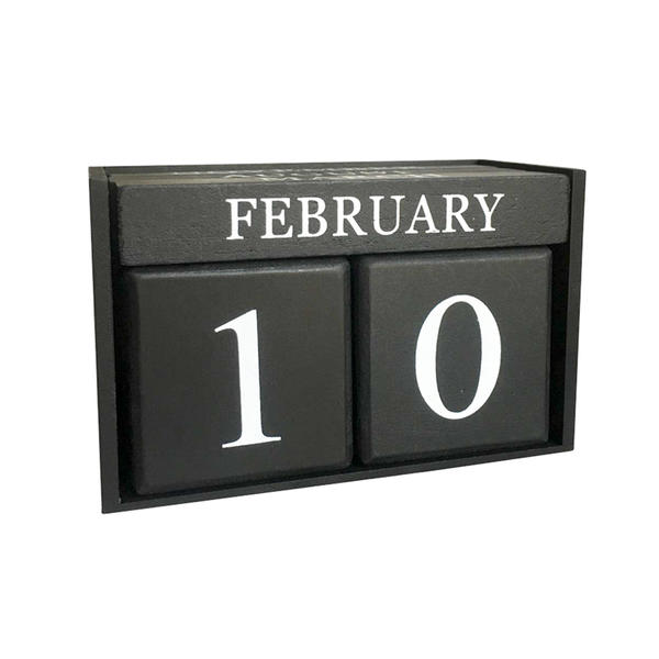 Wooden blocks calendar, desk top calendar, Perpetual calendar, Black ALY0117