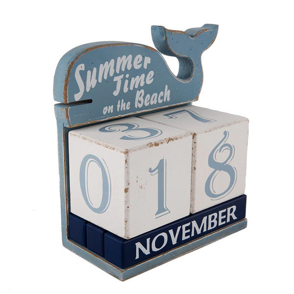 MDF and wood kids toy desk top calendar, Perpetual calendar,  Edge vintage distressed, Whale design ALY0123