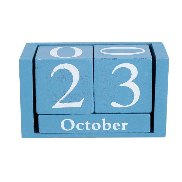 MDF and wood kids toy desk top calendar, Perpetual calendar,  Baby Blue ALY0124