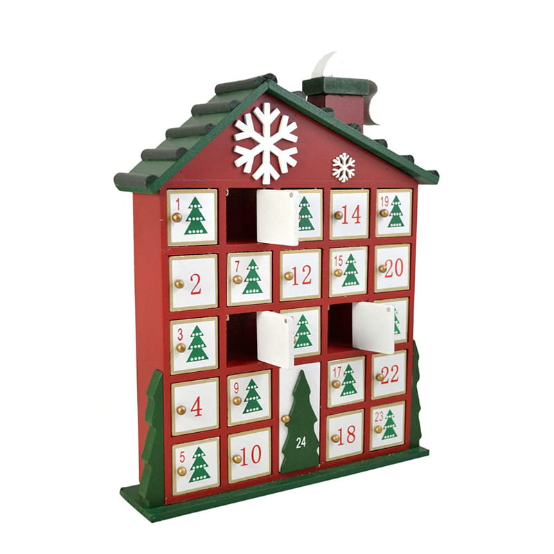 MDF kids X'mas count down calendar, House shape mini cabinet drawers design ALY0131