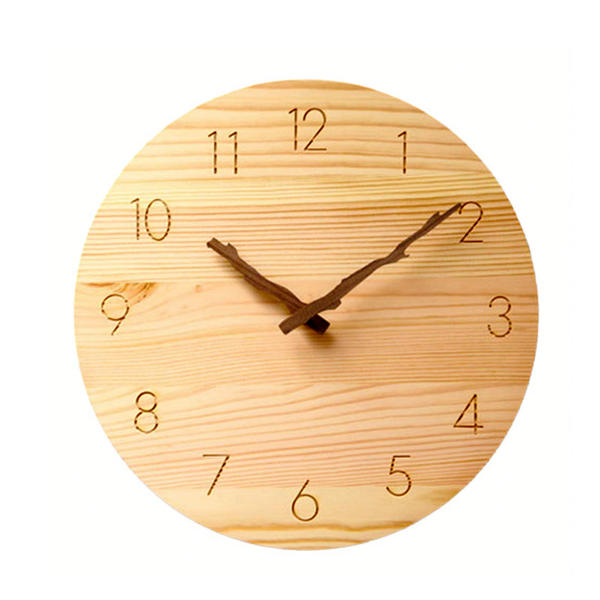 Round MDF veneered clock, Modern concise design. Natural wooden color ALY0403