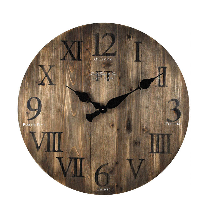 Round wooden clock, Old wood finish, vintage style ALY0407