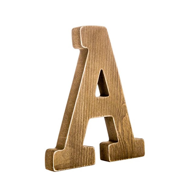Veneered MDF alphabet letter, antique finish,  Vintage.  ' A '  ALY0716