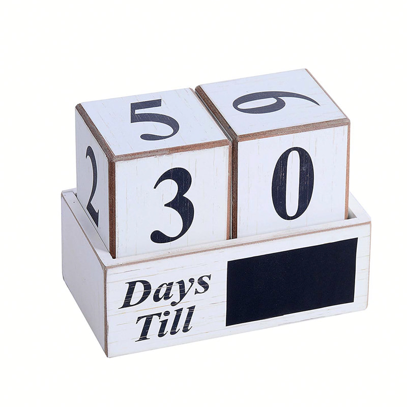 MDF holiday and big day count down calendar,  white and edge distressed ALY0806