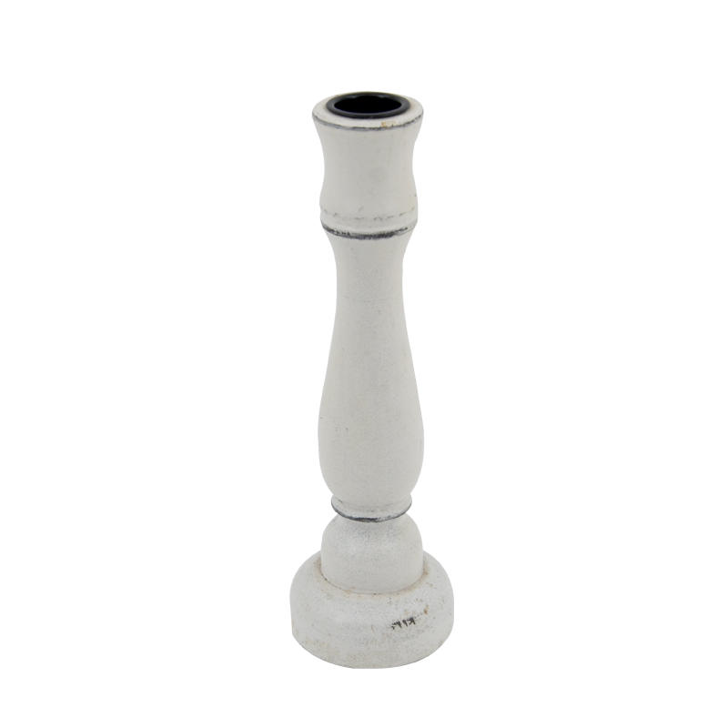 Wooden candle holder, White finish with black distressed, Modern concise style FH194