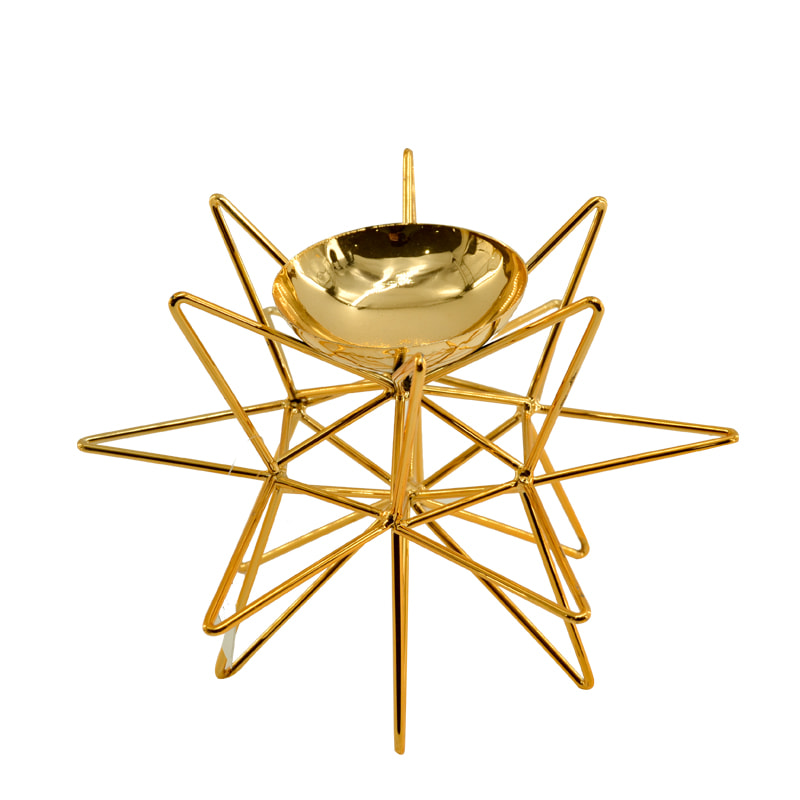 Metal tealight holder,  Golden finish.  Modern concise design H003-C