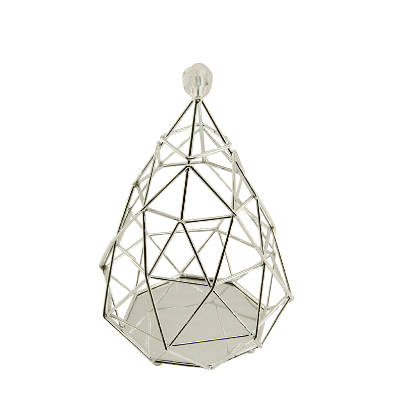 Metal candle holder, Silver finish.  Modern concise design H004