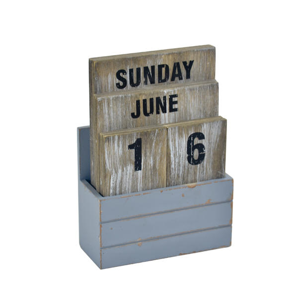 MDF desk top calendar, Perpetual calendar,  Vintage distressed H16S232