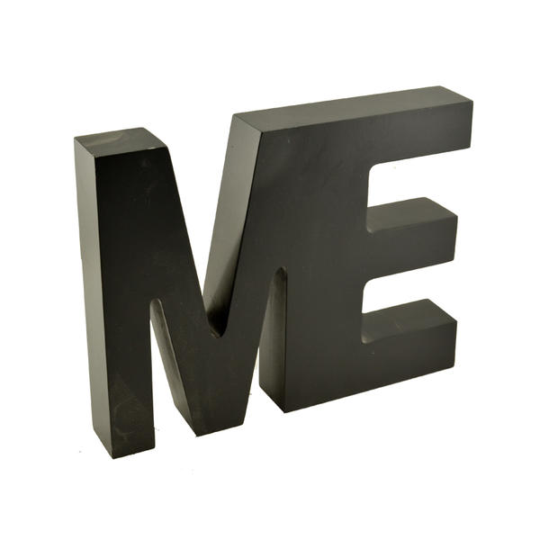MDF wording decoration,  Black, Both wall mounted and table top style. ' ME ' T18429