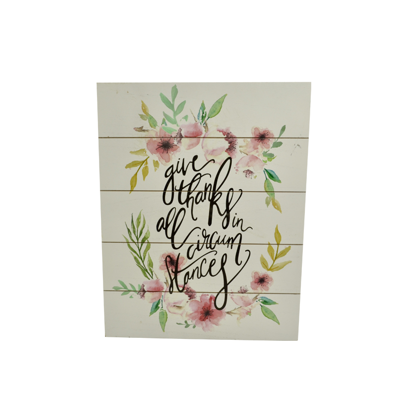 MDF floral and wording painting art wall plaque 18F399