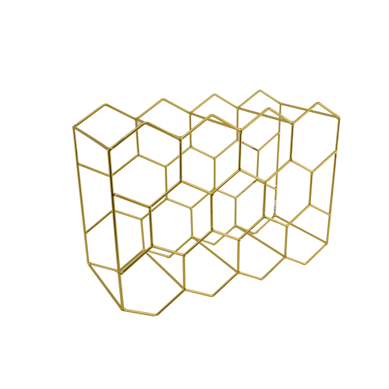 Metal wine rack for 11, Golden  finish 18F534