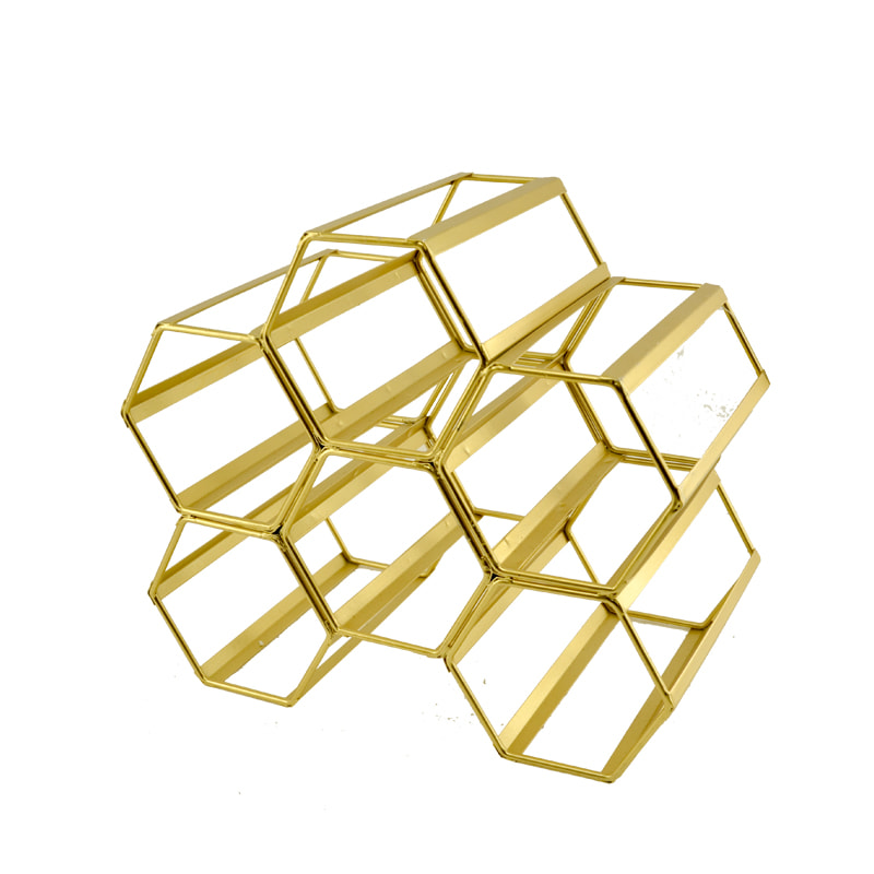 Angle iron frame wine rack for 6,  golden finish 18F535