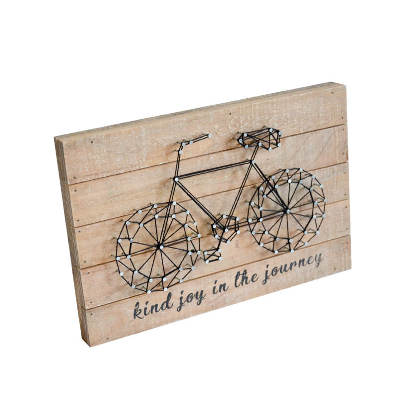 Wooden sewing thread art wall plaque,  Bicycle,  Black 19S517-2