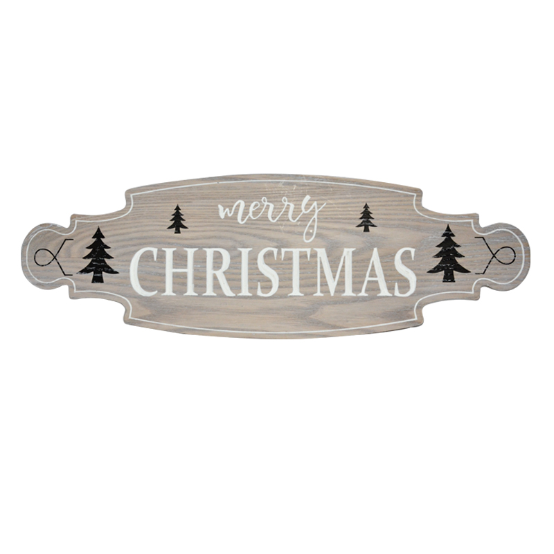 Wooden X'mas wall plaque, grey distressed, vintage 19SH-123