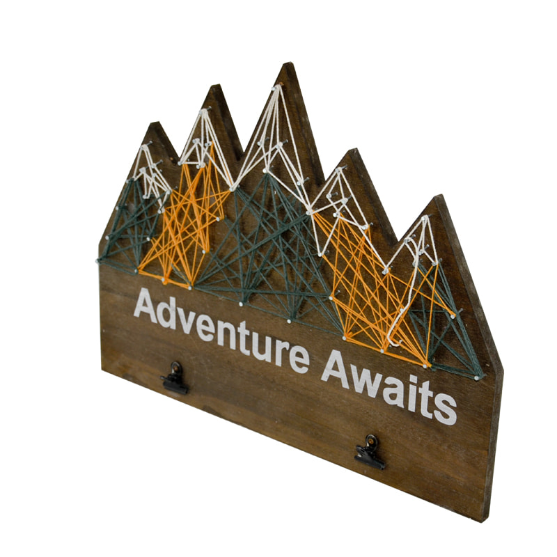 Wooden sewing thread art and clip board.  Advanture design AL109