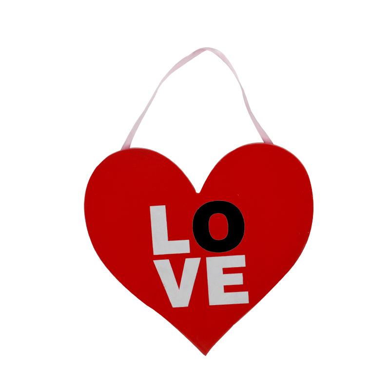 MDF valentine heart wall plaque, red, LOVE AL126