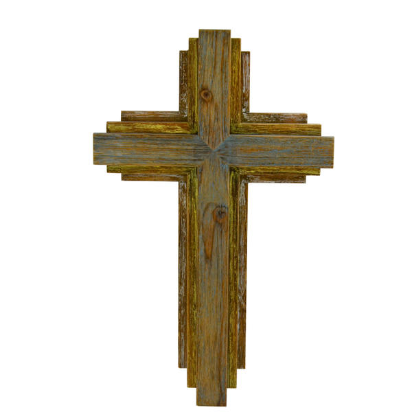 Wooden triple overlapped cross, distressed, vintage AL158