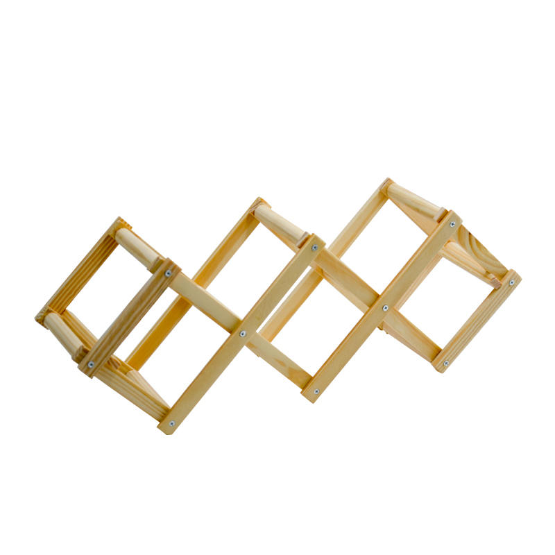 Foldable wooden batten framed wine rack for 5, Natural color AL2014