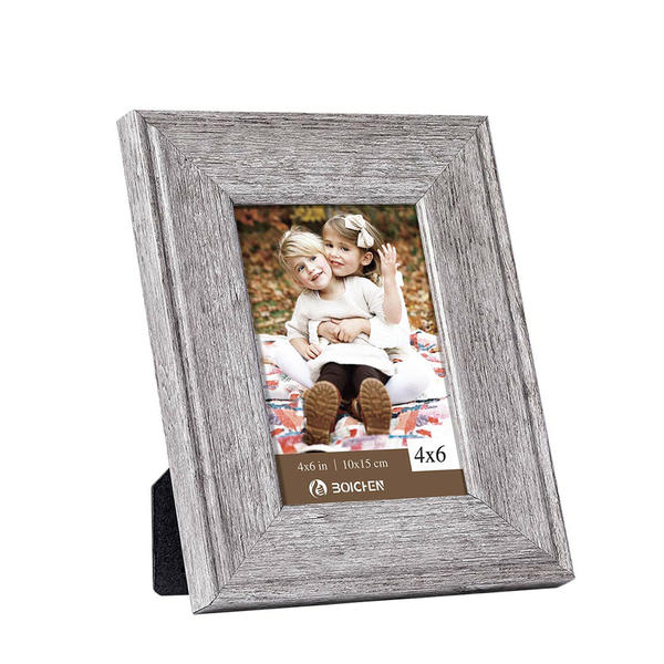 Wooden photo frame, thick and wide frame, beige distressed.  Vintage ALY0361