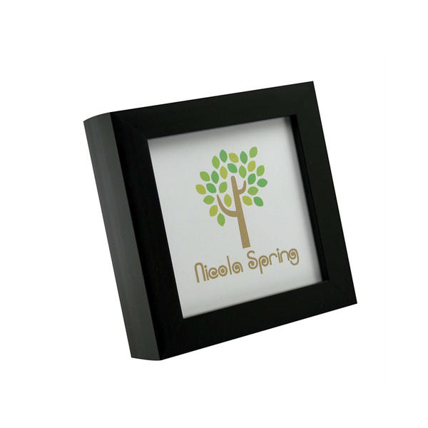 Wooden photo boxed frame,  pure black.  Square ALY0368