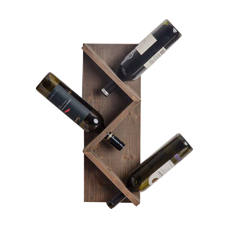 Wall mount wooden wine rack for 3,  Old wood vintage style ALY0530