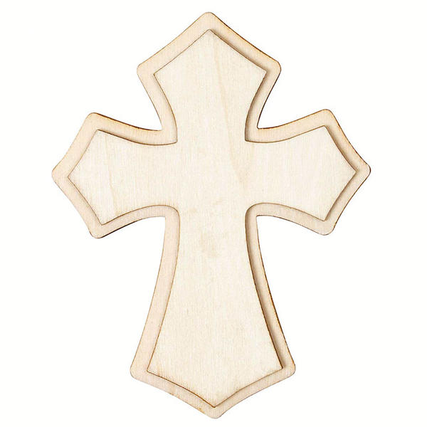 Beige and antique finished MDF cross ALY0552