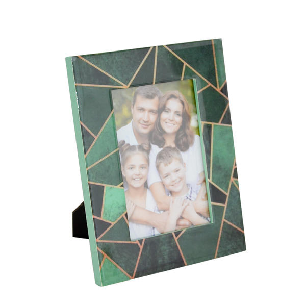 MDF photo frame,  Green mosaic design, retangular F19-546