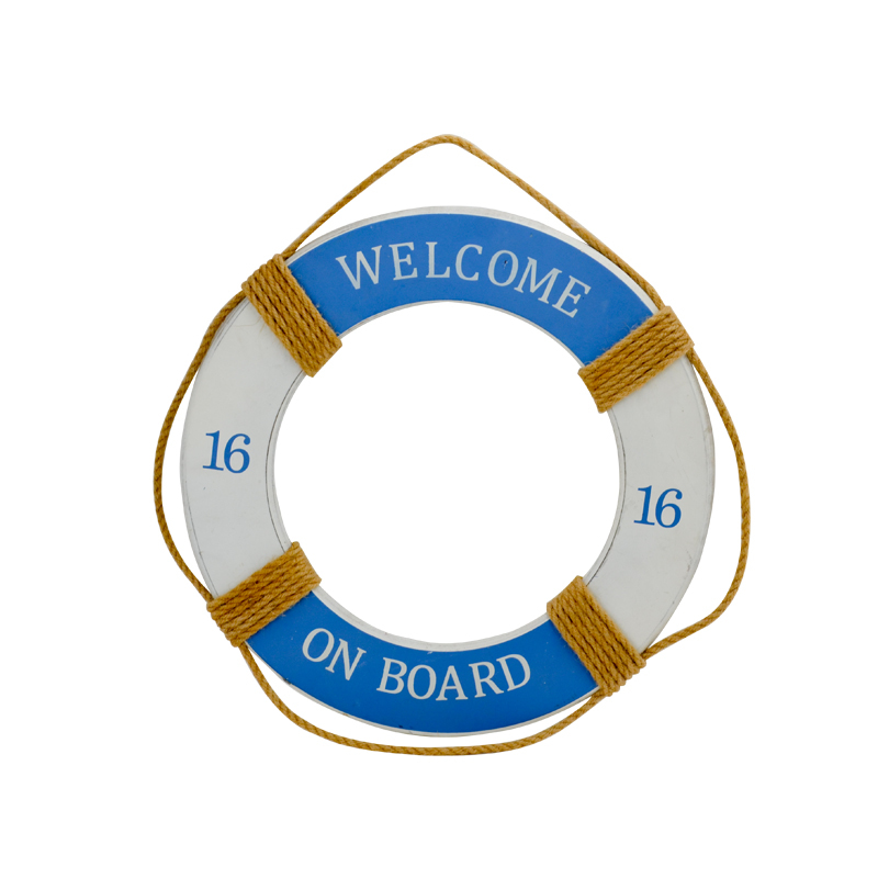 MDF nautical wall plaque with hamp rope decoration.   Life ring T18524