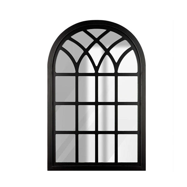 Wood framed mirror, rectangular, window look style, black ALY0786